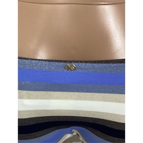 New. PILYQ blue stripe bikini set. L-top/S-bottom - Picture 6 of 9